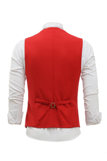 Czerwona jednorzędowa szalowa kamizelka Lapel Men's Suit